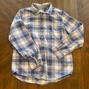 Cat & Jack size large boys button up long sleeve shirt blue and white